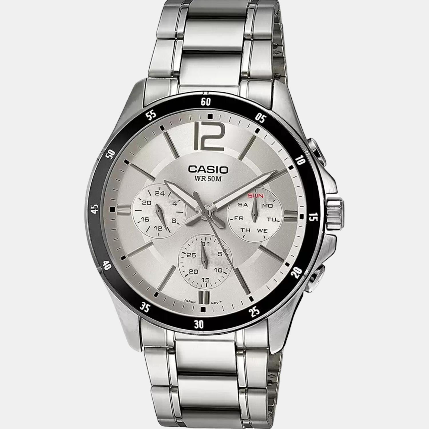 Enticer Men Quartz White Dial Chronograph Stainless Steel Watch A833