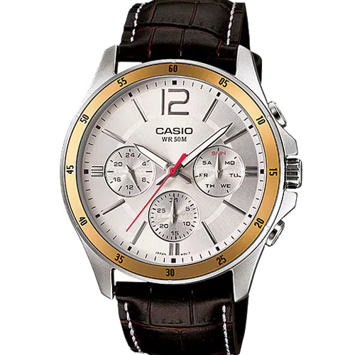 Casio Enticer MTP-1374 series Silver Dial Men 43.5mm A835 MTP-1374L-7AV
