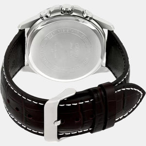 Enticer Men Quartz Silver Dial Chronograph Leather Watch A835