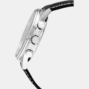 Enticer Men Quartz Black Dial Chronograph Leather Watch A838