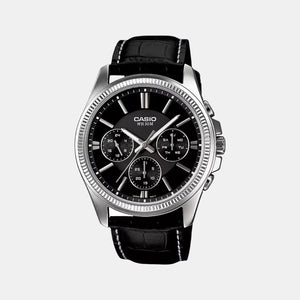 Enticer Men Quartz Black Dial Chronograph Leather Watch A838
