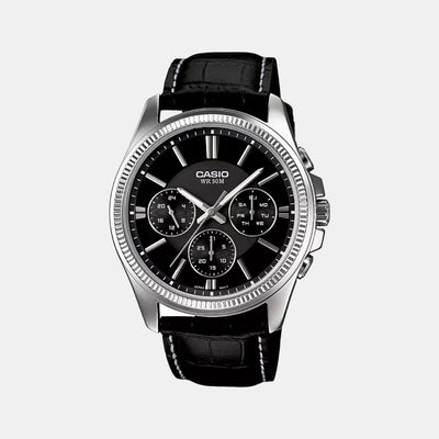 Enticer Men Quartz Black Dial Chronograph Leather Watch A838