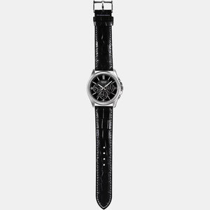 Enticer Men Quartz Black Dial Chronograph Leather Watch A838