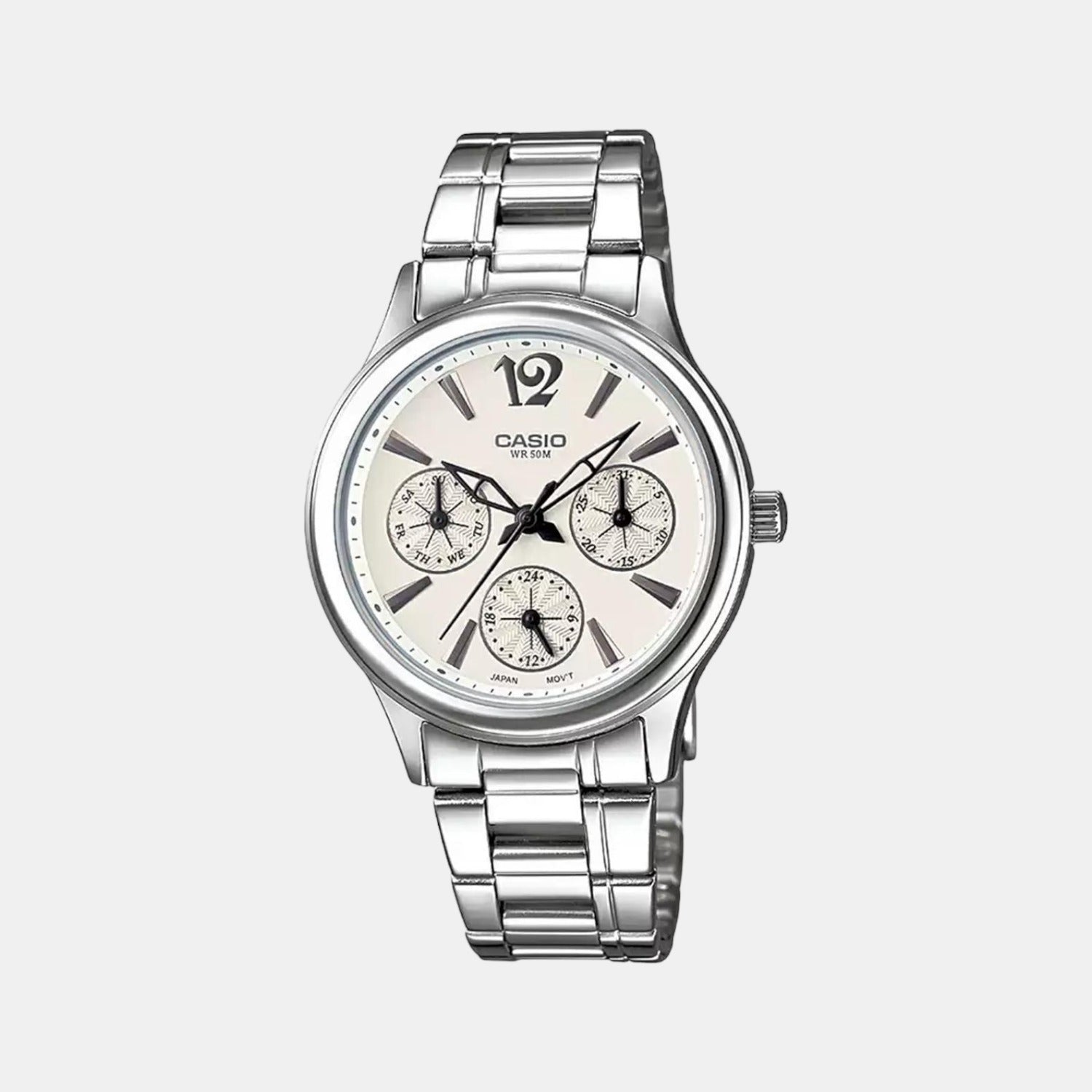 Enticer Women Quartz White Dial Chronograph Stainless Steel Watch A848