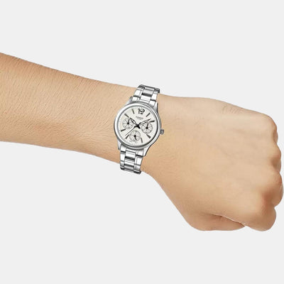 Enticer Women Quartz White Dial Chronograph Stainless Steel Watch A848