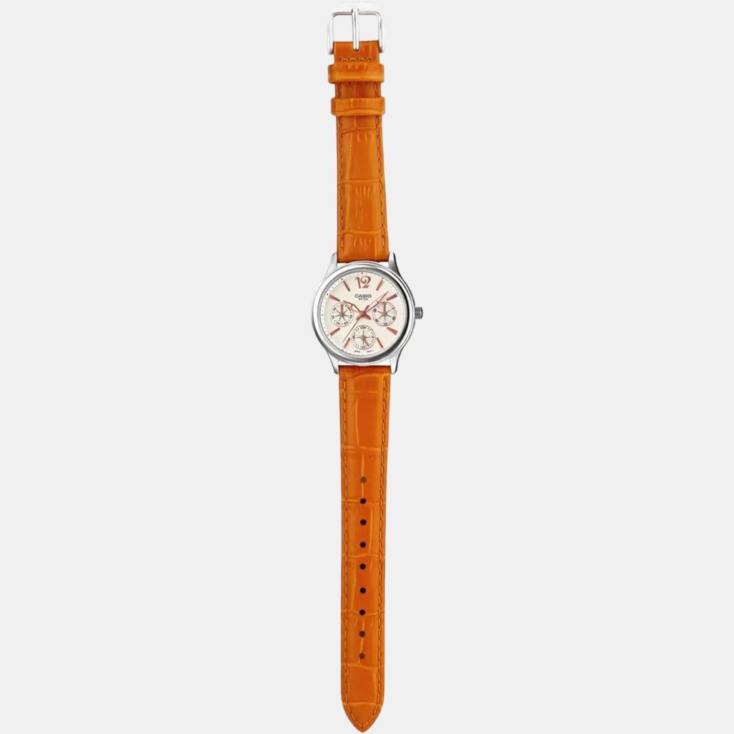 Enticer Women Quartz White Dial Chronograph Leather Watch A862