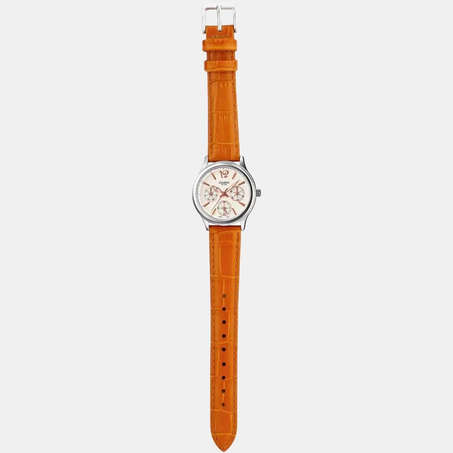 Enticer Women Quartz White Dial Chronograph Leather Watch A862