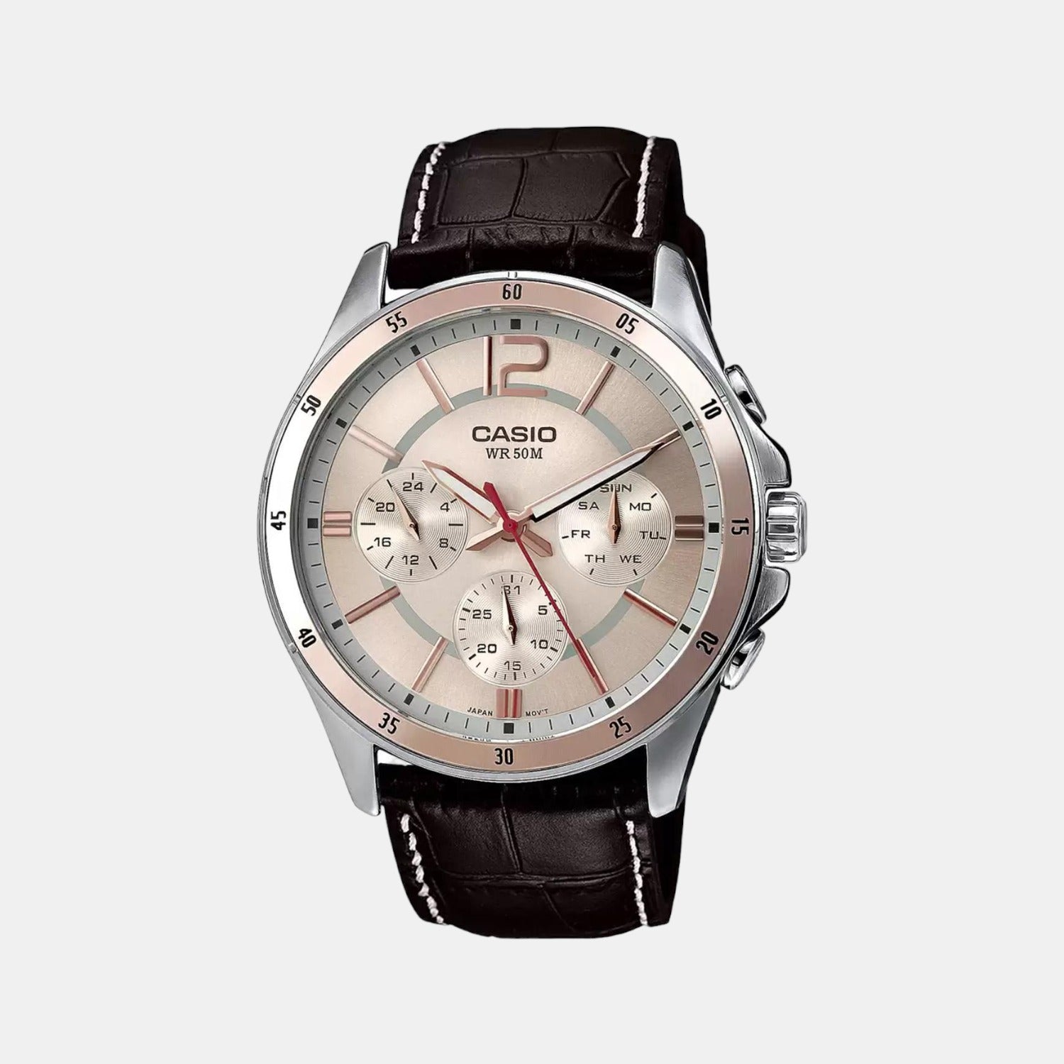 Enticer Men Quartz Rose Gold Dial Chronograph Stainless Steel Watch A956