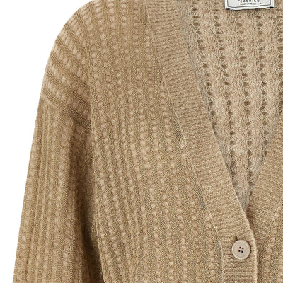 Peserico Waffle Lamé Cardigan