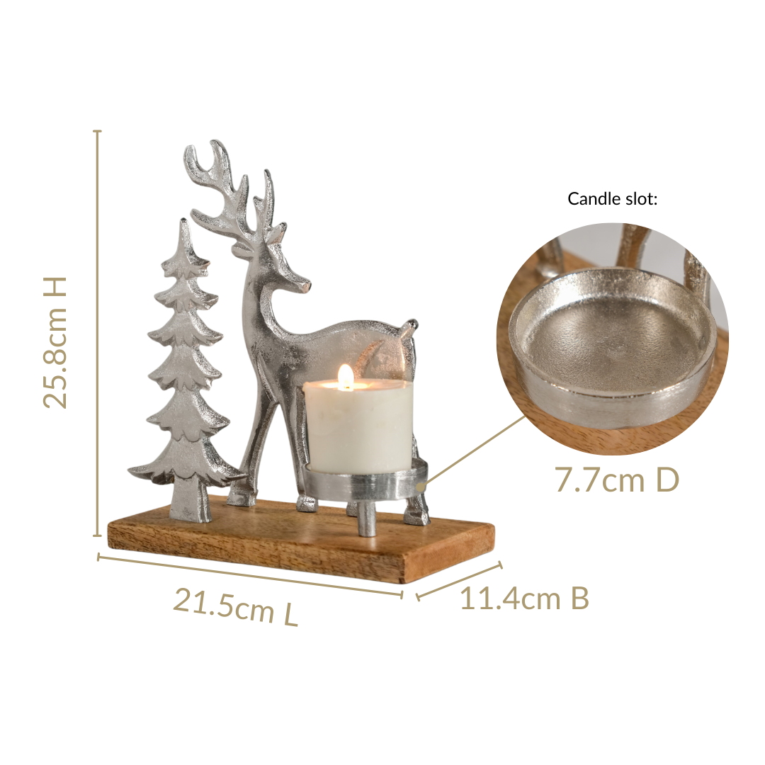 Christmas Tree And Reindeer Candle Holder