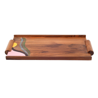 Brown - Leaf Patterns Rectangular Serving Trays (16.5x7.5x1)