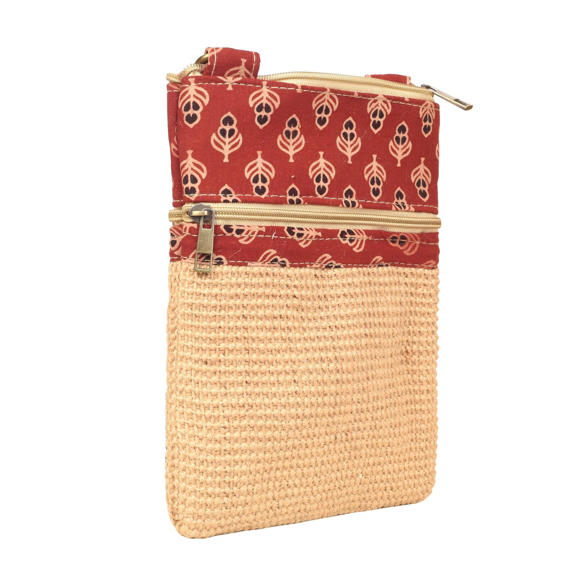 Beige - Kalamkari Tan Sling Bag in Structered Jute Fabric