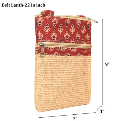 Beige - Kalamkari Tan Sling Bag in Structered Jute Fabric