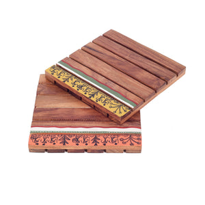 Brown - Rustic Square Wooden Trivets Set Of 2 (6x6x1.5)