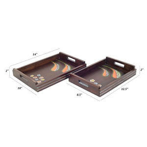 Brown - Blooming Leaves Serving Trays (Set of 2)
