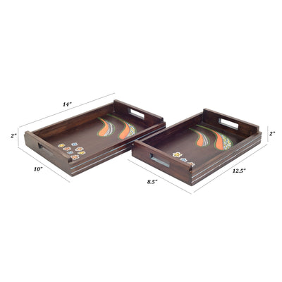 Brown - Blooming Leaves Serving Trays (Set of 2)
