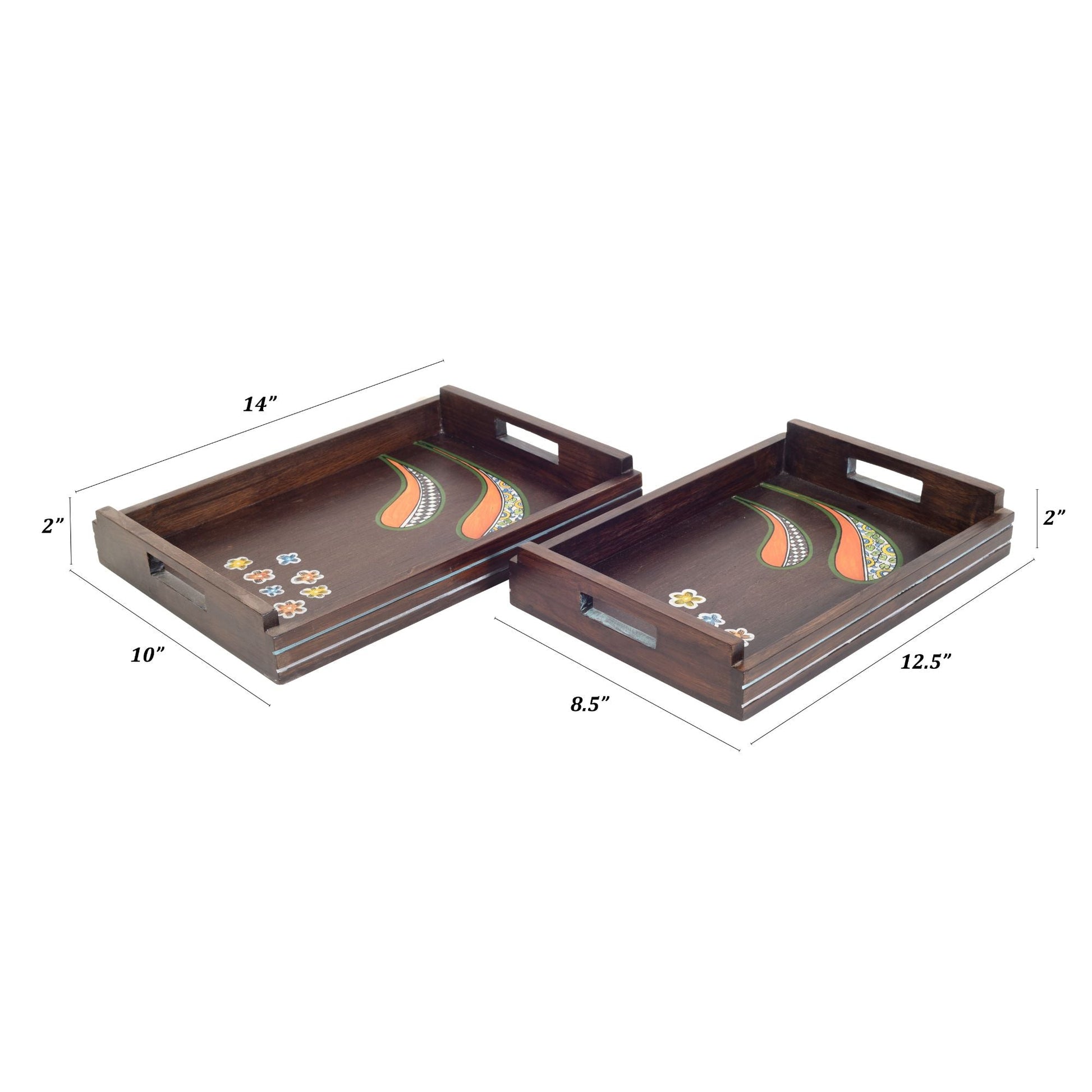 Brown - Blooming Leaves Serving Trays (Set of 2)
