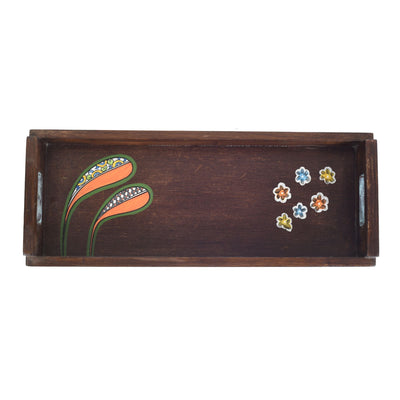 Brown - Blooming Leaves Serving Tray