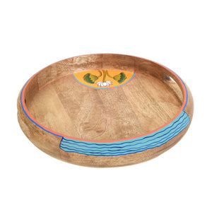Brown  - Pichhwai Leela Round Serving Tray