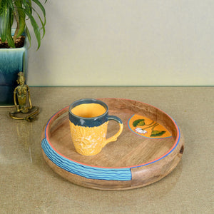 Brown  - Pichhwai Leela Round Serving Tray