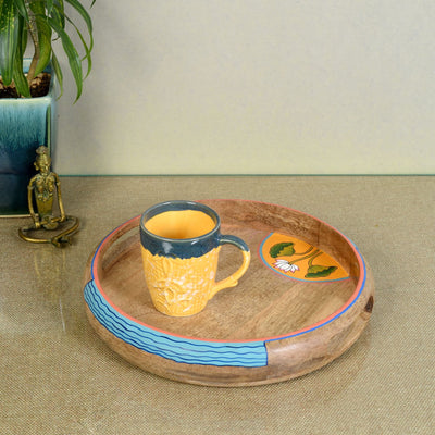 Brown  - Pichhwai Leela Round Serving Tray