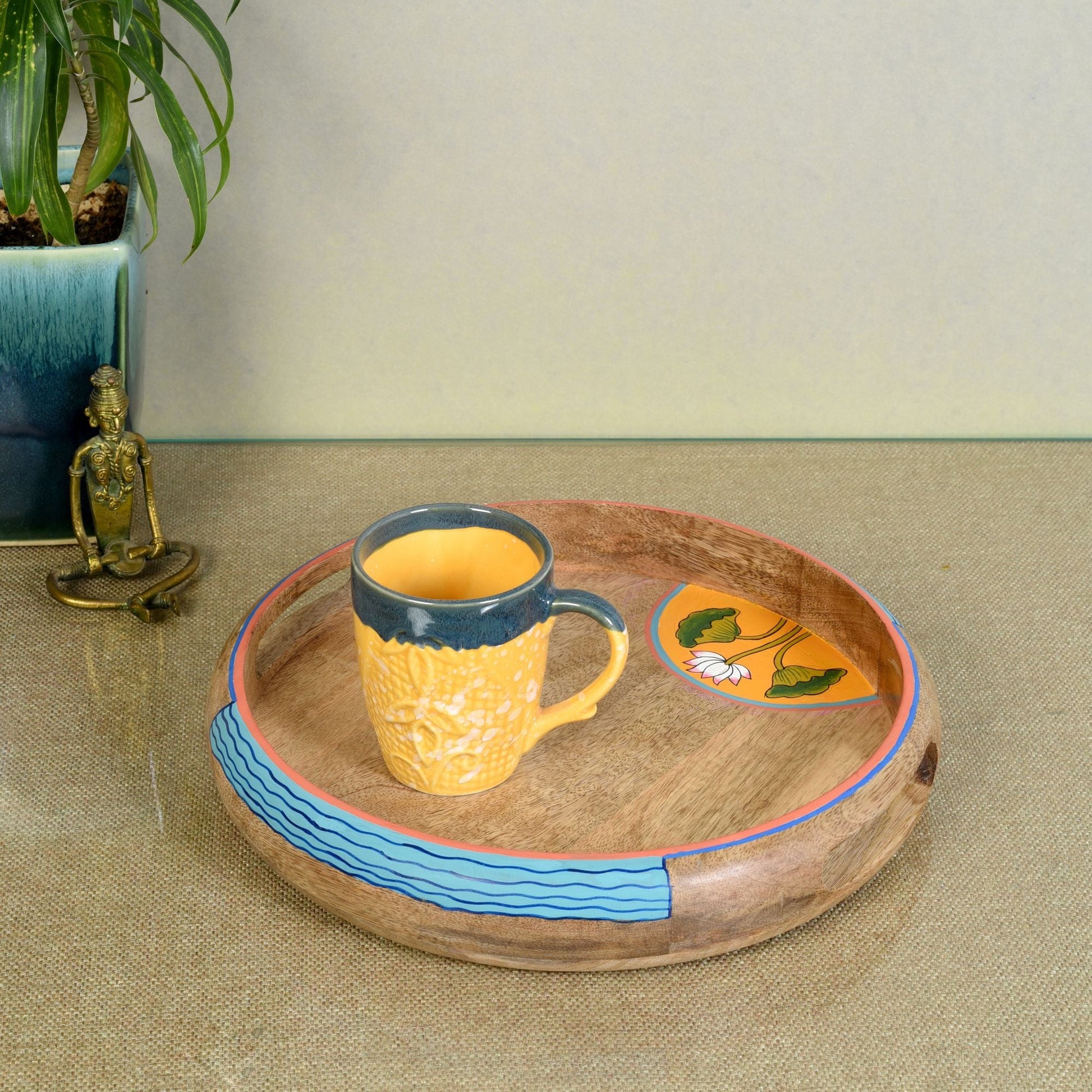 Brown  - Pichhwai Leela Round Serving Tray