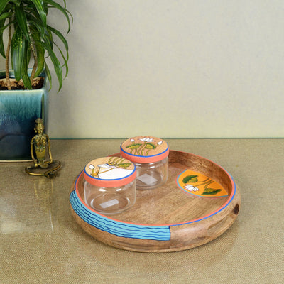 Brown  - Pichhwai Leela Round Serving Tray