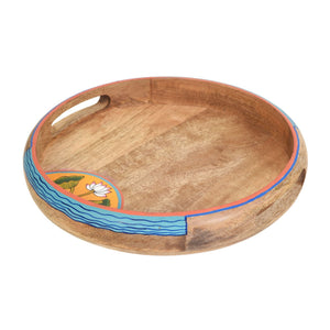 Brown  - Pichhwai Leela Round Serving Tray