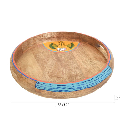 Brown  - Pichhwai Leela Round Serving Tray