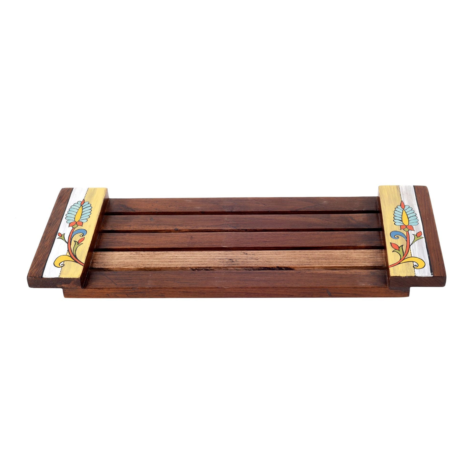 Brown - Leaf Patterns Stripped Serving Tray (15.5x6x1.5)