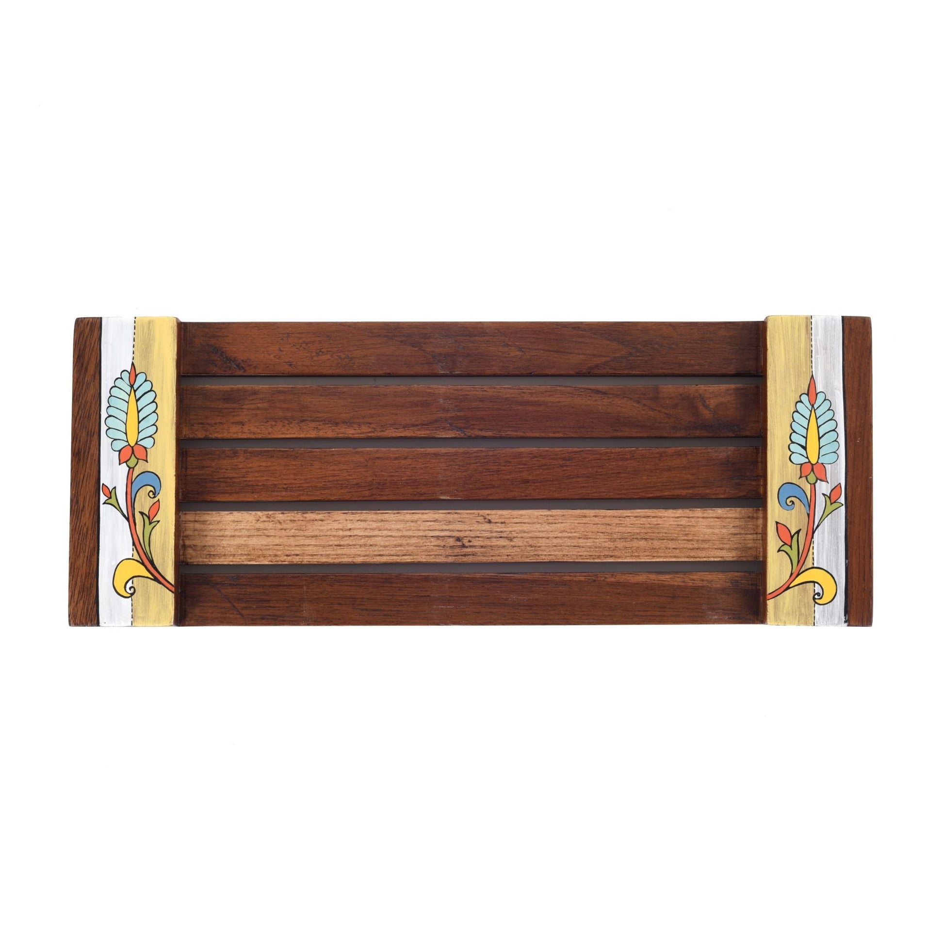 Brown - Leaf Patterns Stripped Serving Tray (15.5x6x1.5)