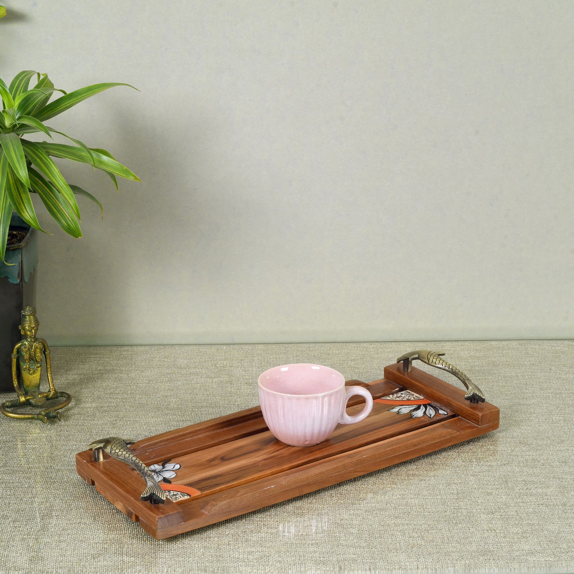 Brown - Flora Handcrafted Serving Tray (15x6x2)