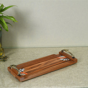 Brown - Flora Handcrafted Serving Tray (15x6x2)