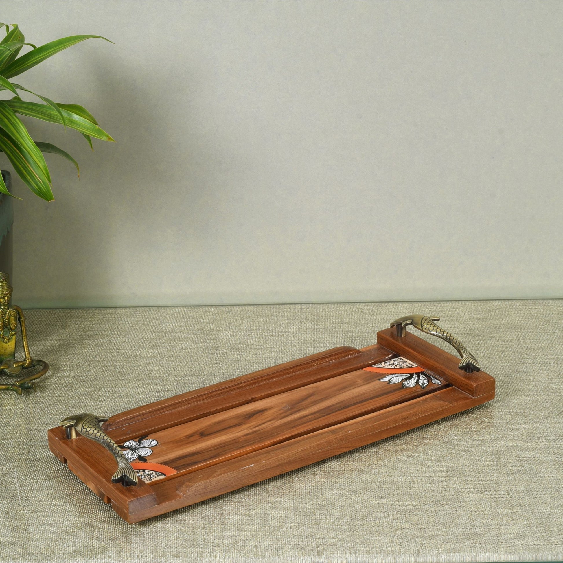 Brown - Flora Handcrafted Serving Tray (15x6x2)