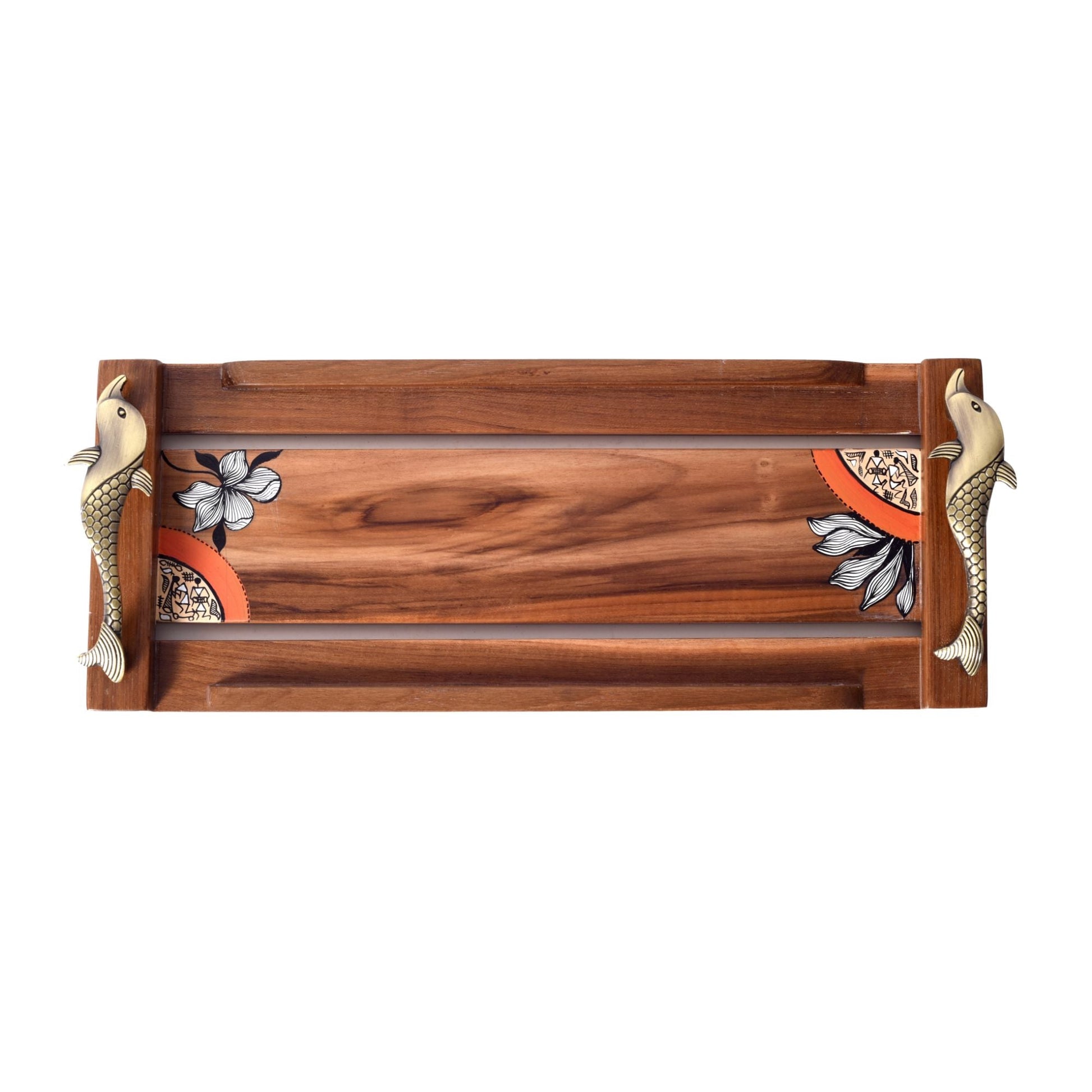 Brown - Flora Handcrafted Serving Tray (15x6x2)