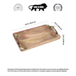 Brown - Pichhwai Iteha Rectangular Serving Tray (14x9x2)