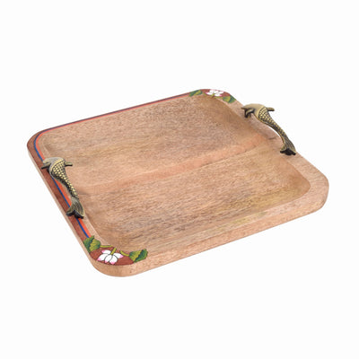 Brown - Pichhwai Iteha Quad Serving Tray (12x12x1)