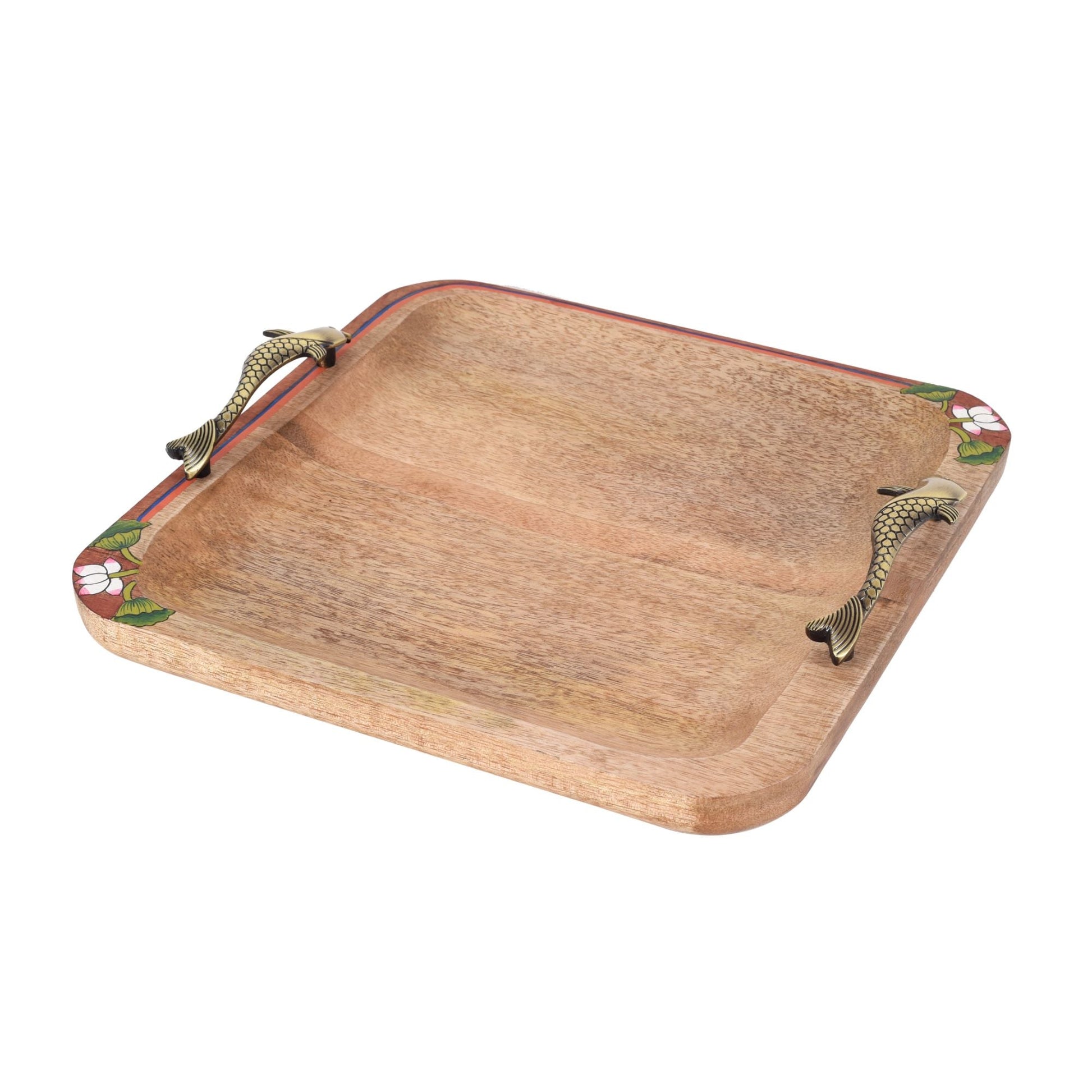 Brown - Pichhwai Iteha Quad Serving Tray (12x12x1)