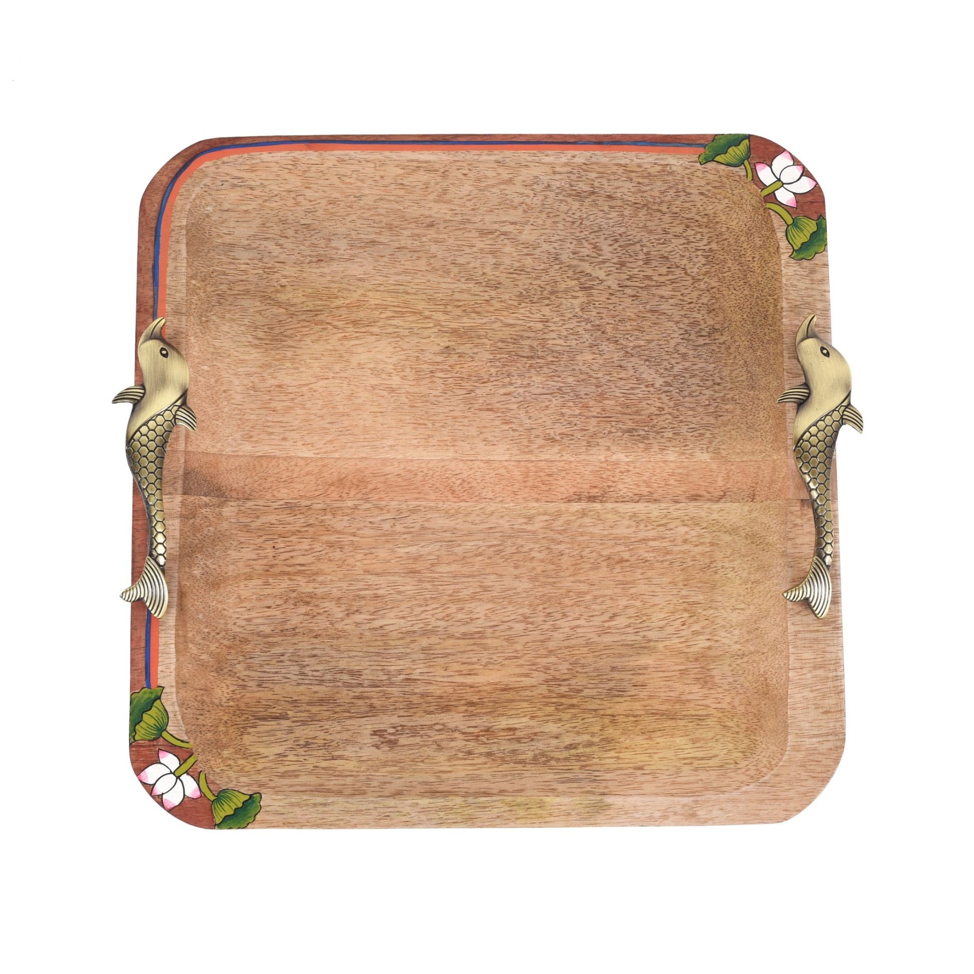 Brown - Pichhwai Iteha Quad Serving Tray (12x12x1)