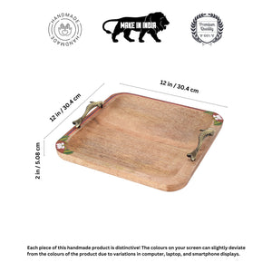 Brown - Pichhwai Iteha Quad Serving Tray (12x12x1)