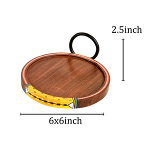 Brown - Ringo Round Snack Tray So2 with Metal Handle (6x6x2.5)