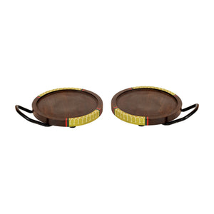 Brown - Round Snack Tray So2 with Metal Handle (7.5x6x0.5)