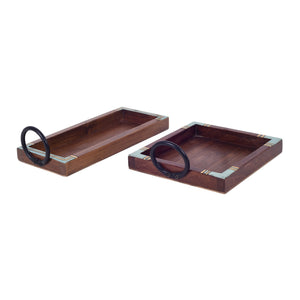 Brown - Ringo Serving Trays (Set of 2) (Large -9.5x4x2.5, Small - 7x6x2.5)