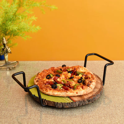 Brown - Pizza Server with Metal Handles (12x9x3)