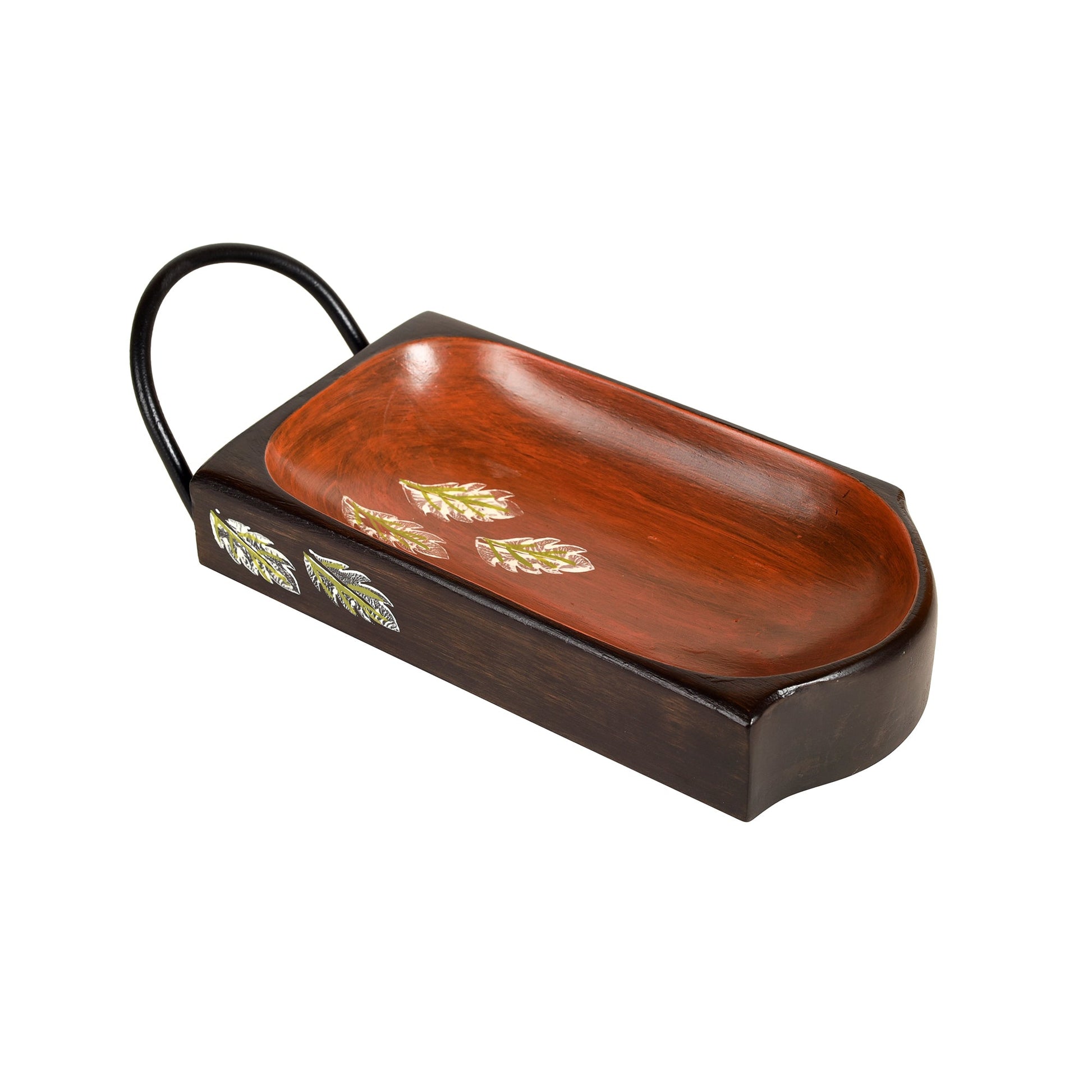 Brown - Chips n Snacks Server with Sleek Metal Handle (9x4x2.5)