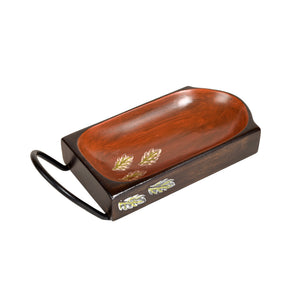 Brown - Chips n Snacks Server with Sleek Metal Handle (9x4x2.5)