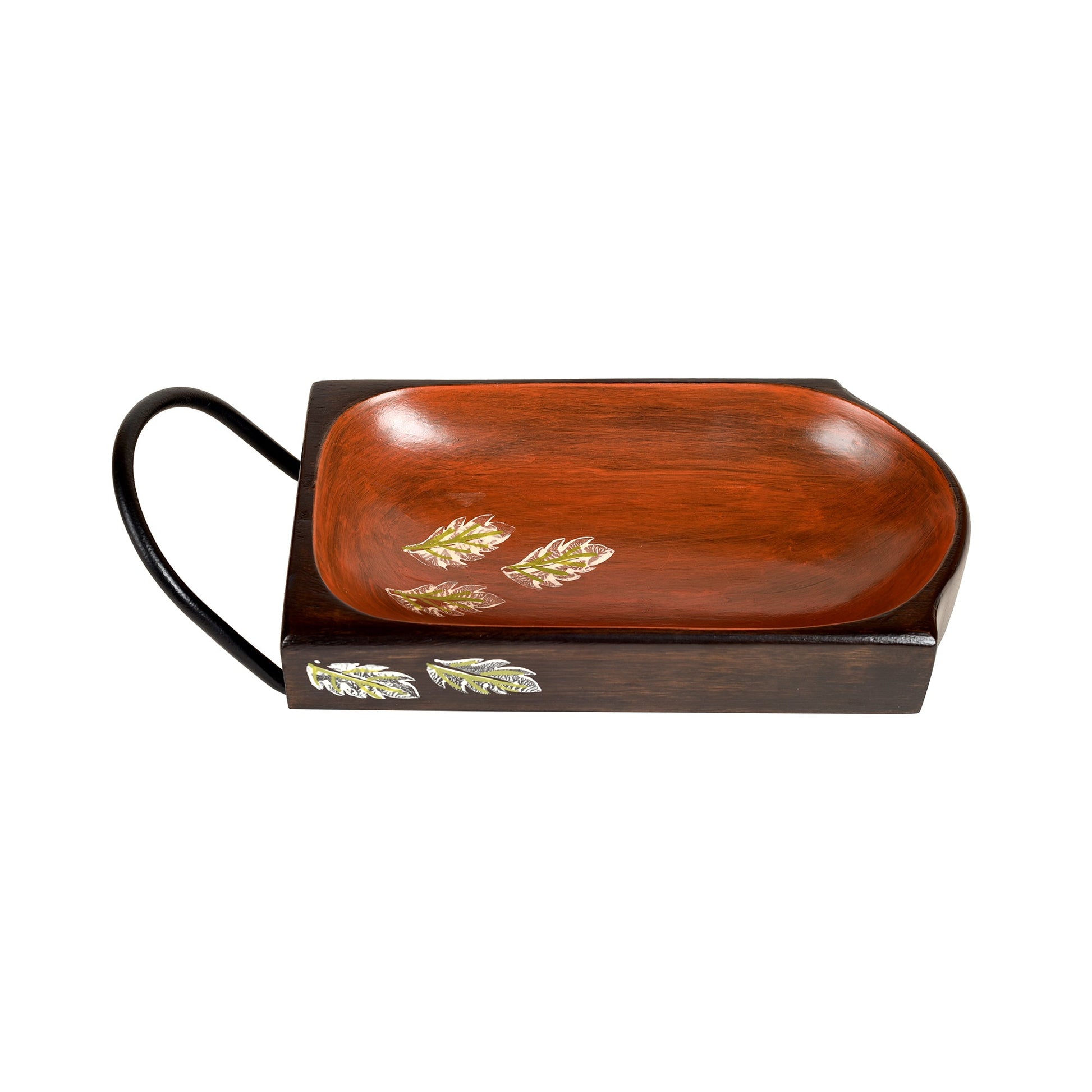 Brown - Chips n Snacks Server with Sleek Metal Handle (9x4x2.5)