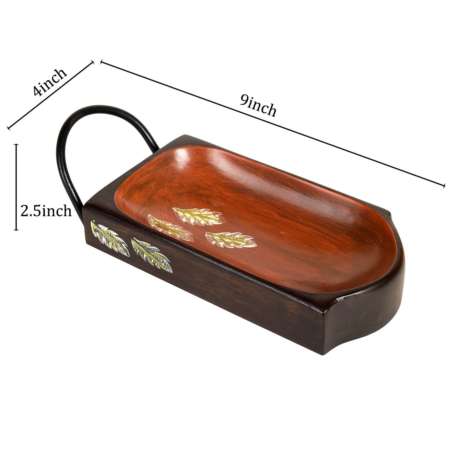 Brown - Chips n Snacks Server with Sleek Metal Handle (9x4x2.5)