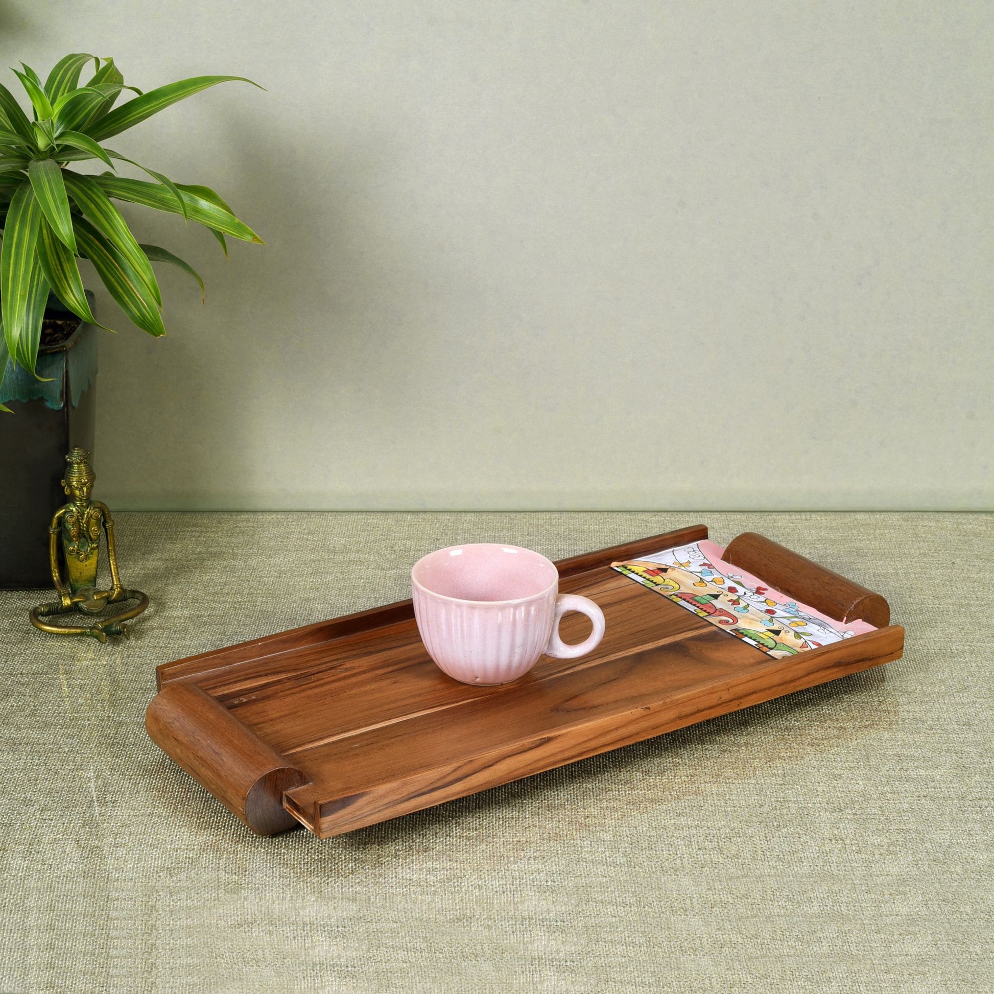 Brown - Exotic Elephants Handcrafted Serving Tray (16.5x7.5x1.5)