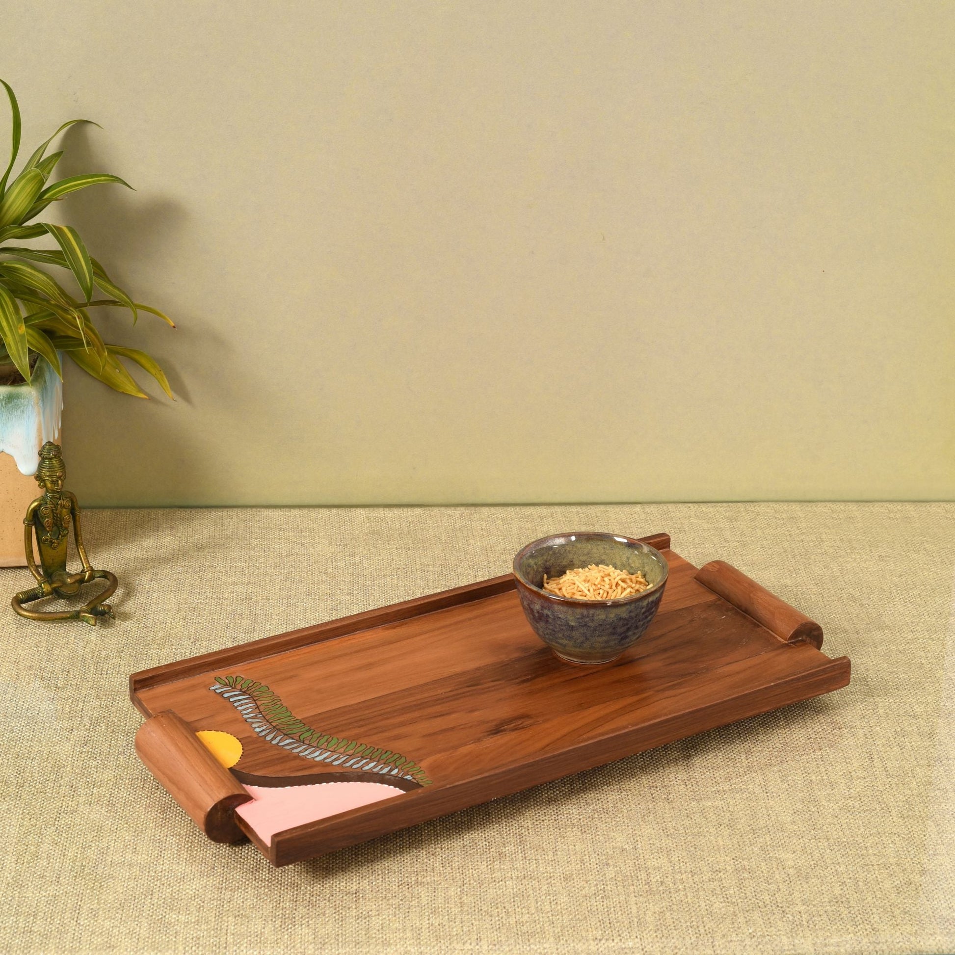 Brown - Leaf Patterns Rectangular Serving Trays (16.5x7.5x1)